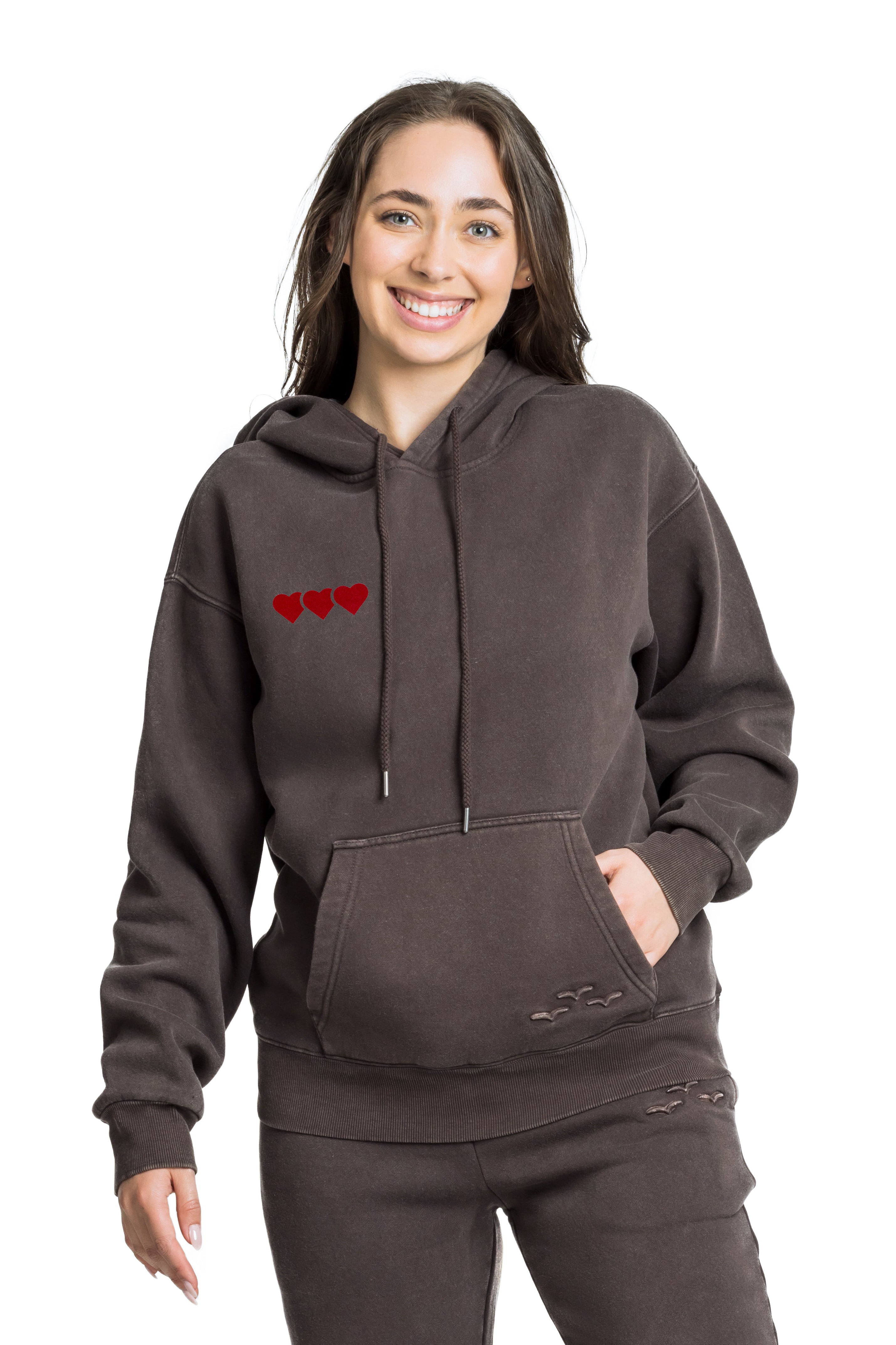 Chlo heart hoodie in vintage espresso