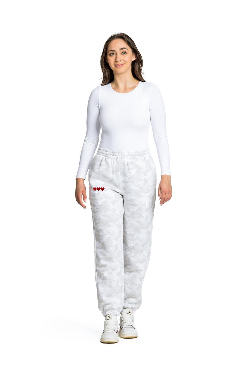 Pantalon de survêtement décontracté en polaire Nova premium en camouflage blanc