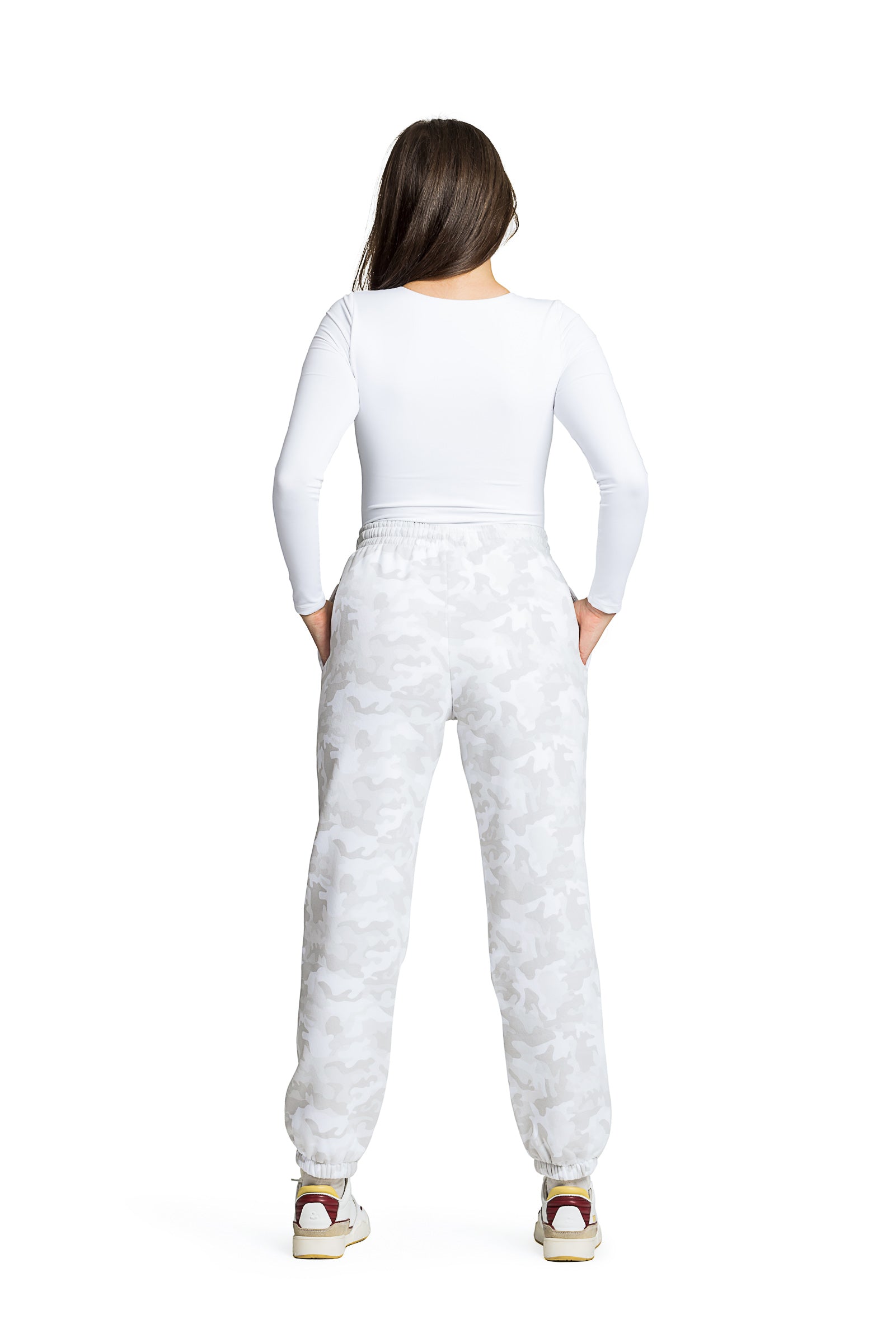 Pantalon de survêtement décontracté en polaire Nova premium en camouflage blanc