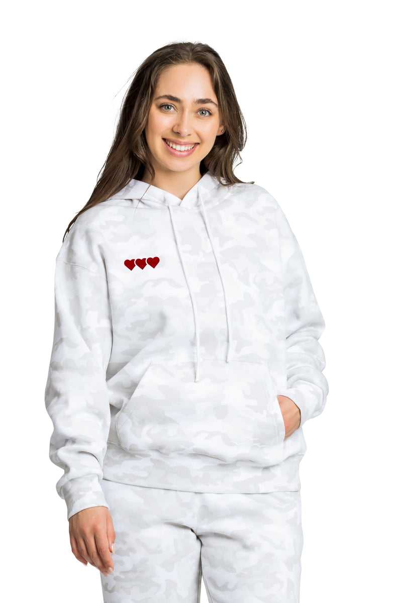 Chlo heart hoodie in winter white camo