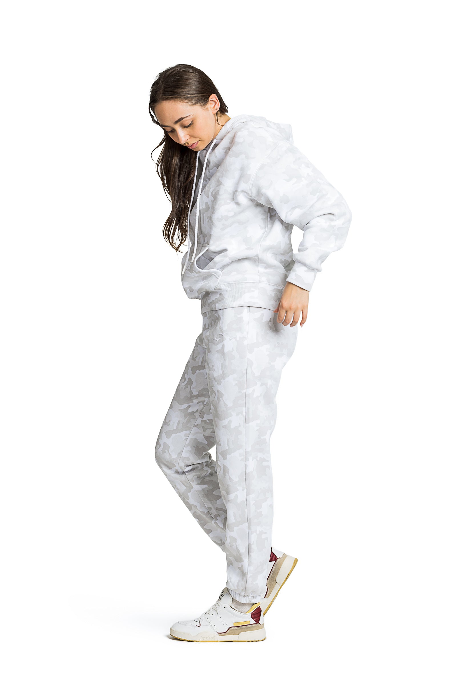 Women s sweatsuit set in winter white camo