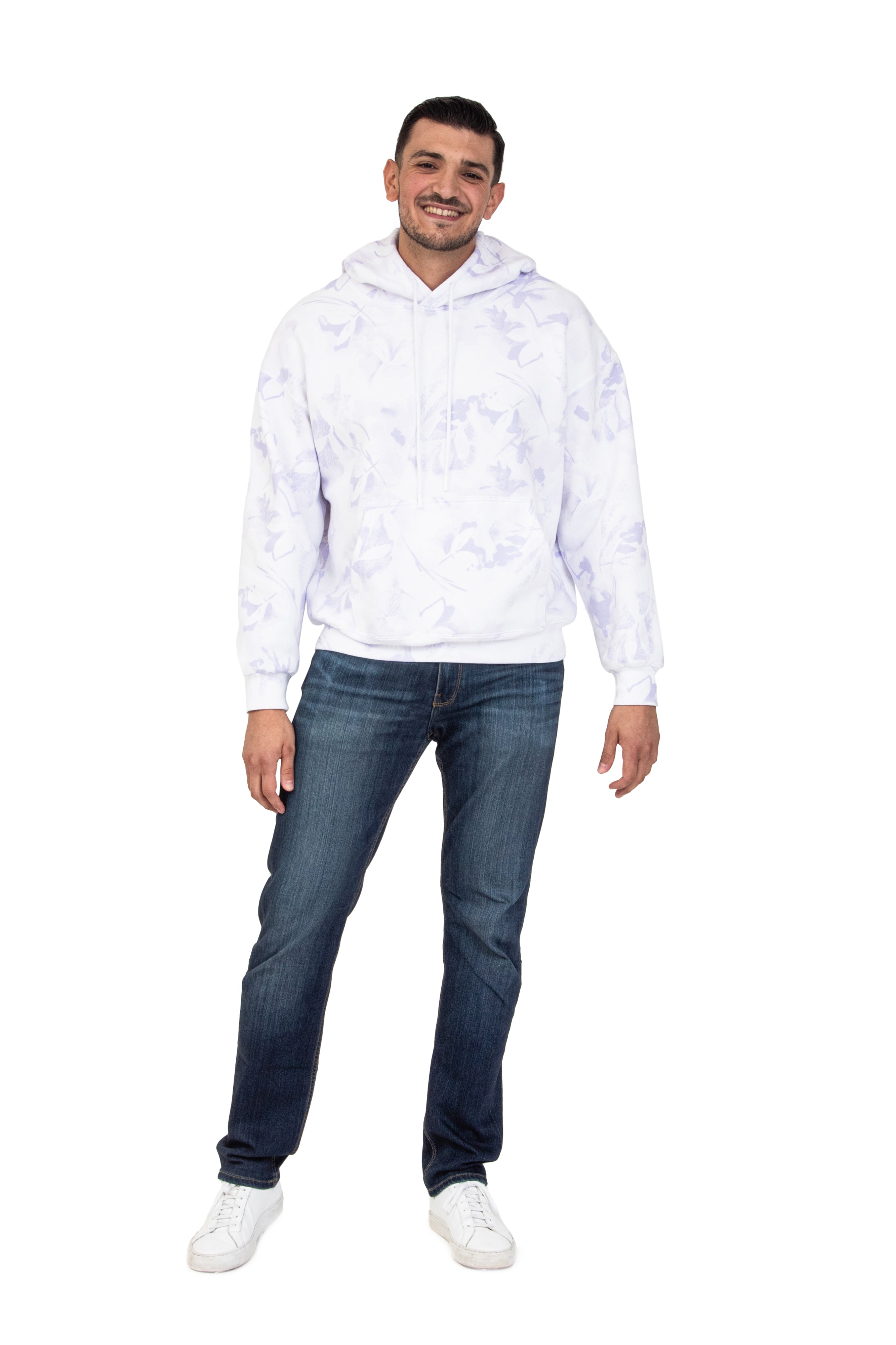 Men's Relaxed Fit Hoodie in Lavender Floral print