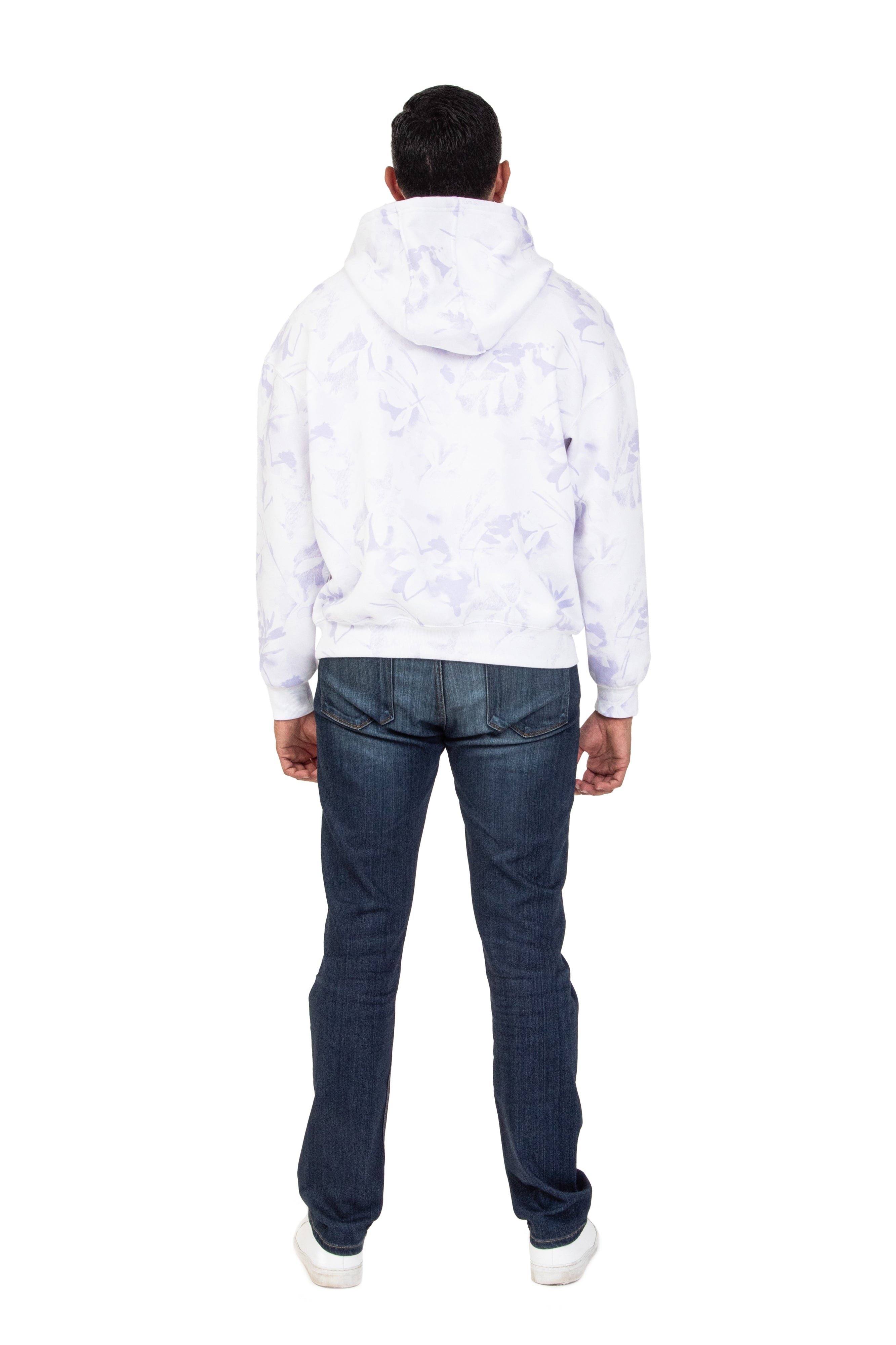 Men's Relaxed Fit Hoodie in Lavender Floral print