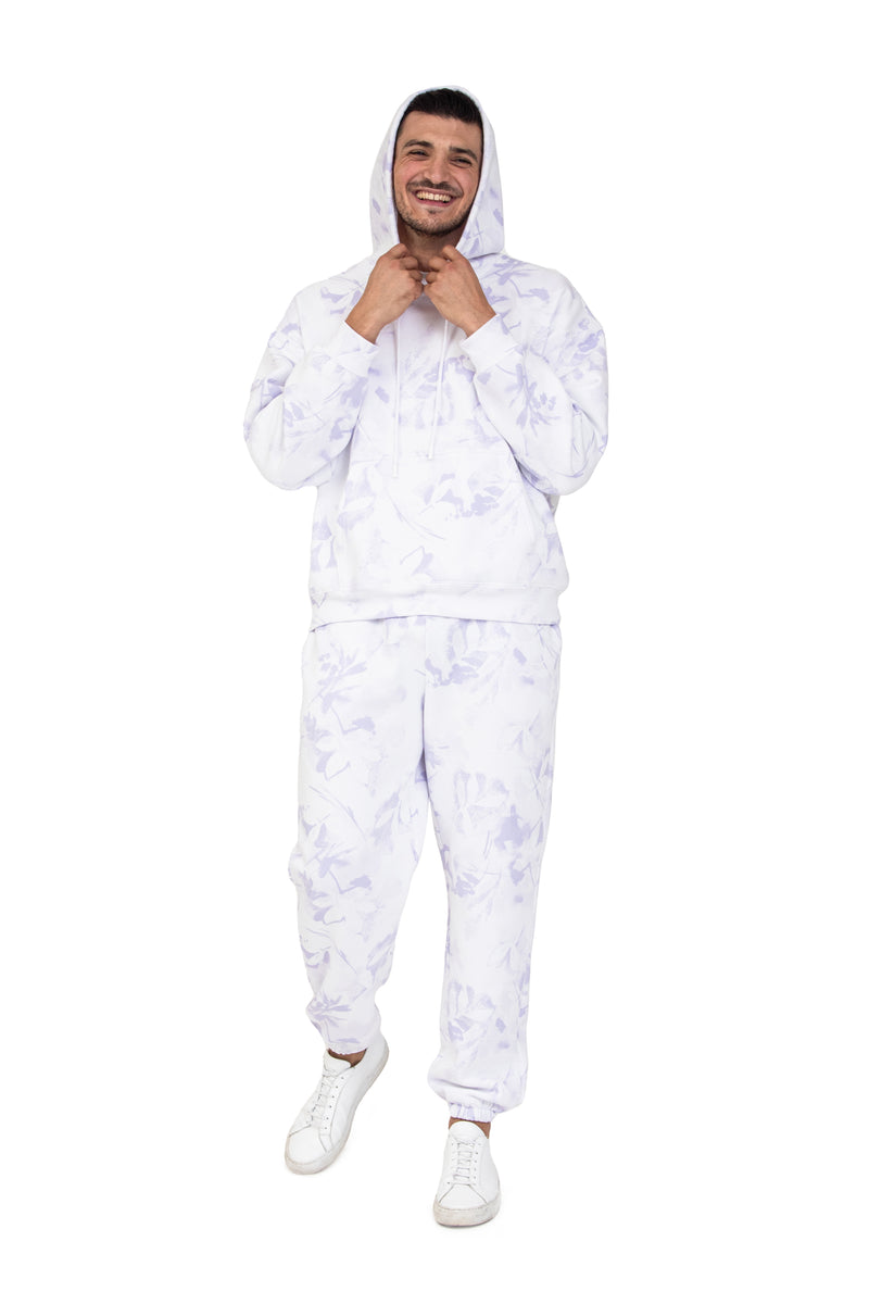 Men’s Premium Fleece Relaxed Sweatsuit Set in Lavender Floral Print