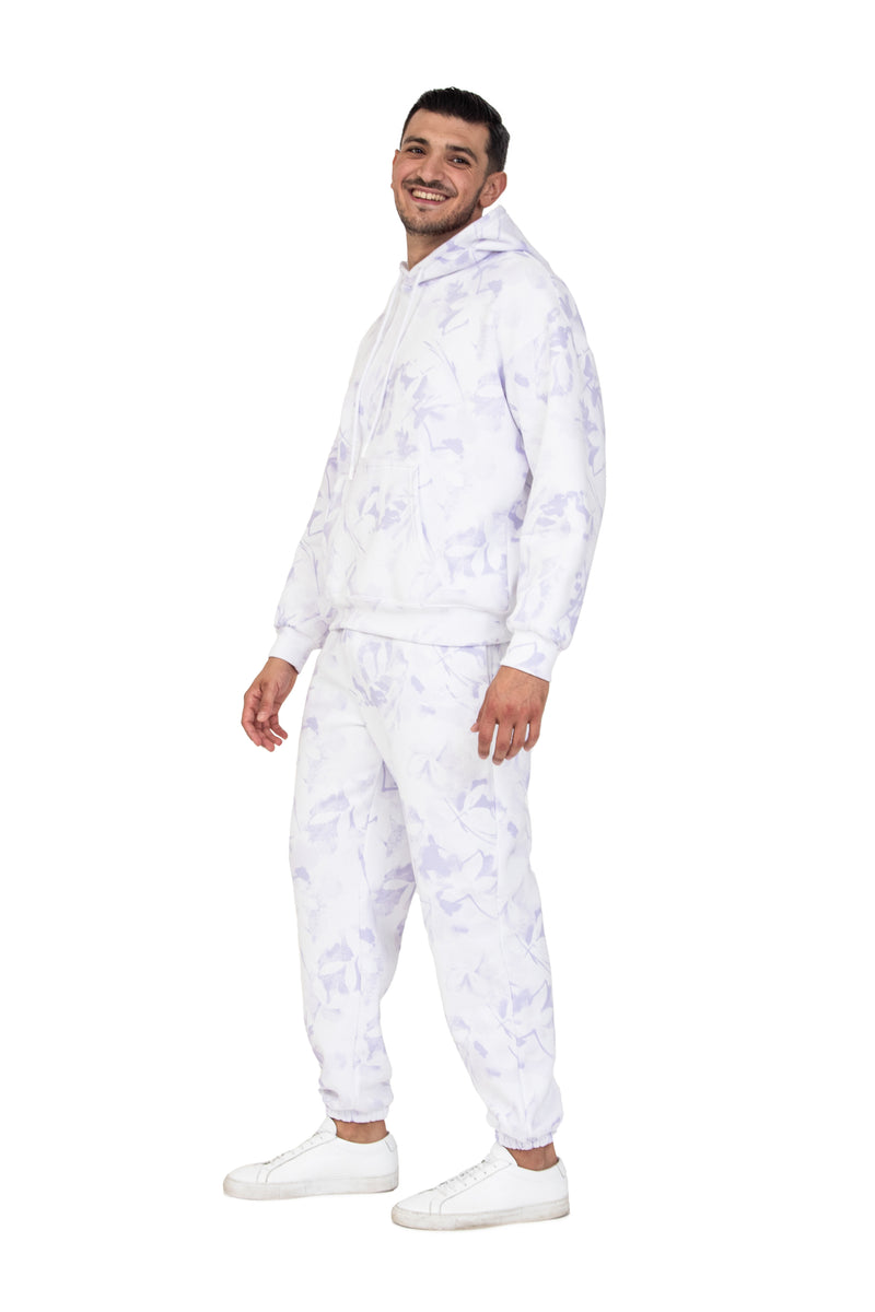 Men’s Premium Fleece Relaxed Sweatsuit Set in Lavender Floral Print
