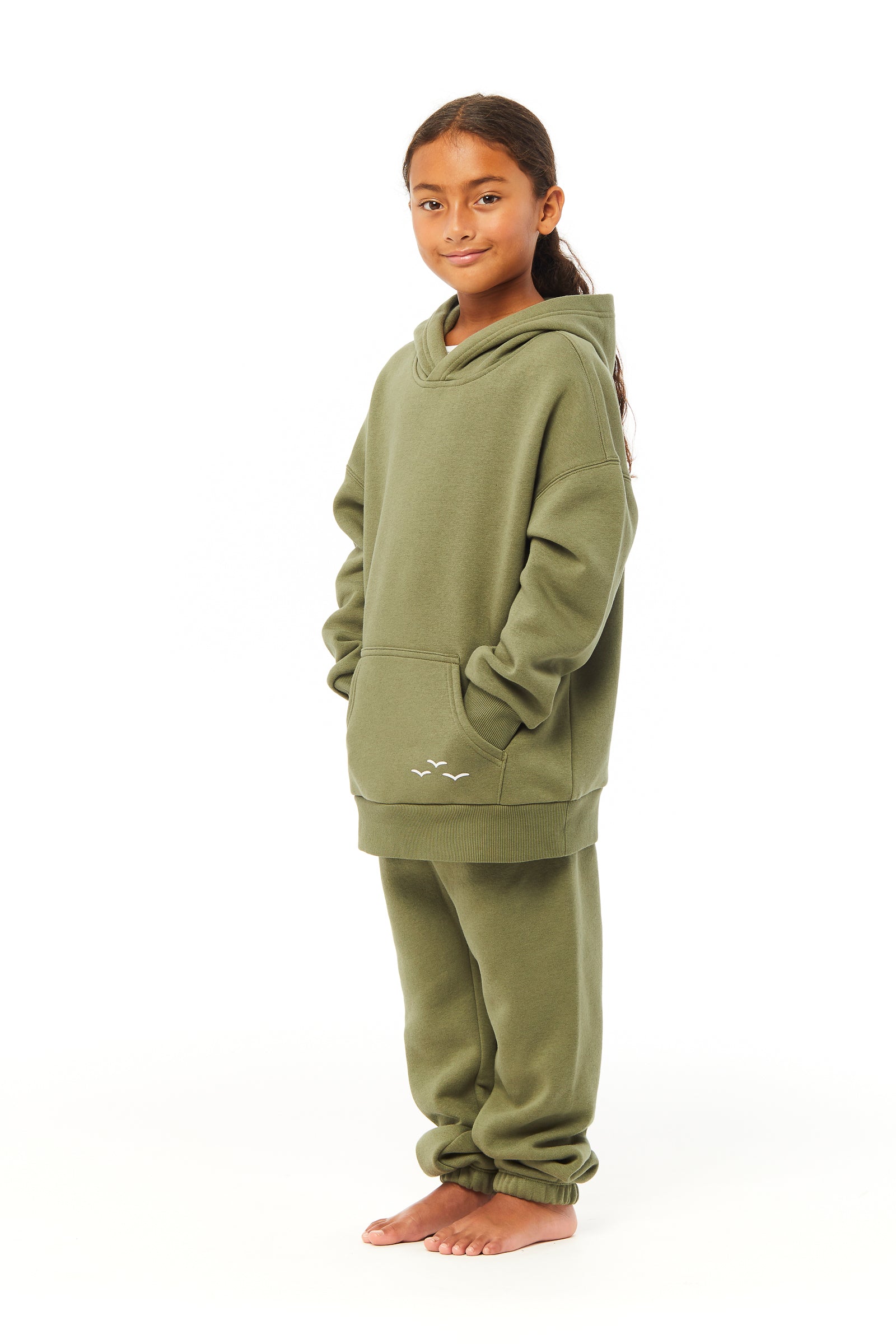 Kids Cooper fleece hoodie in olive