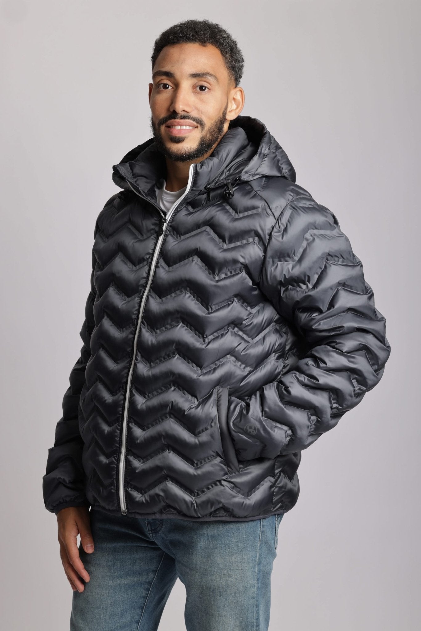 Men's packable puffer jacket in anthracite - Lazypants