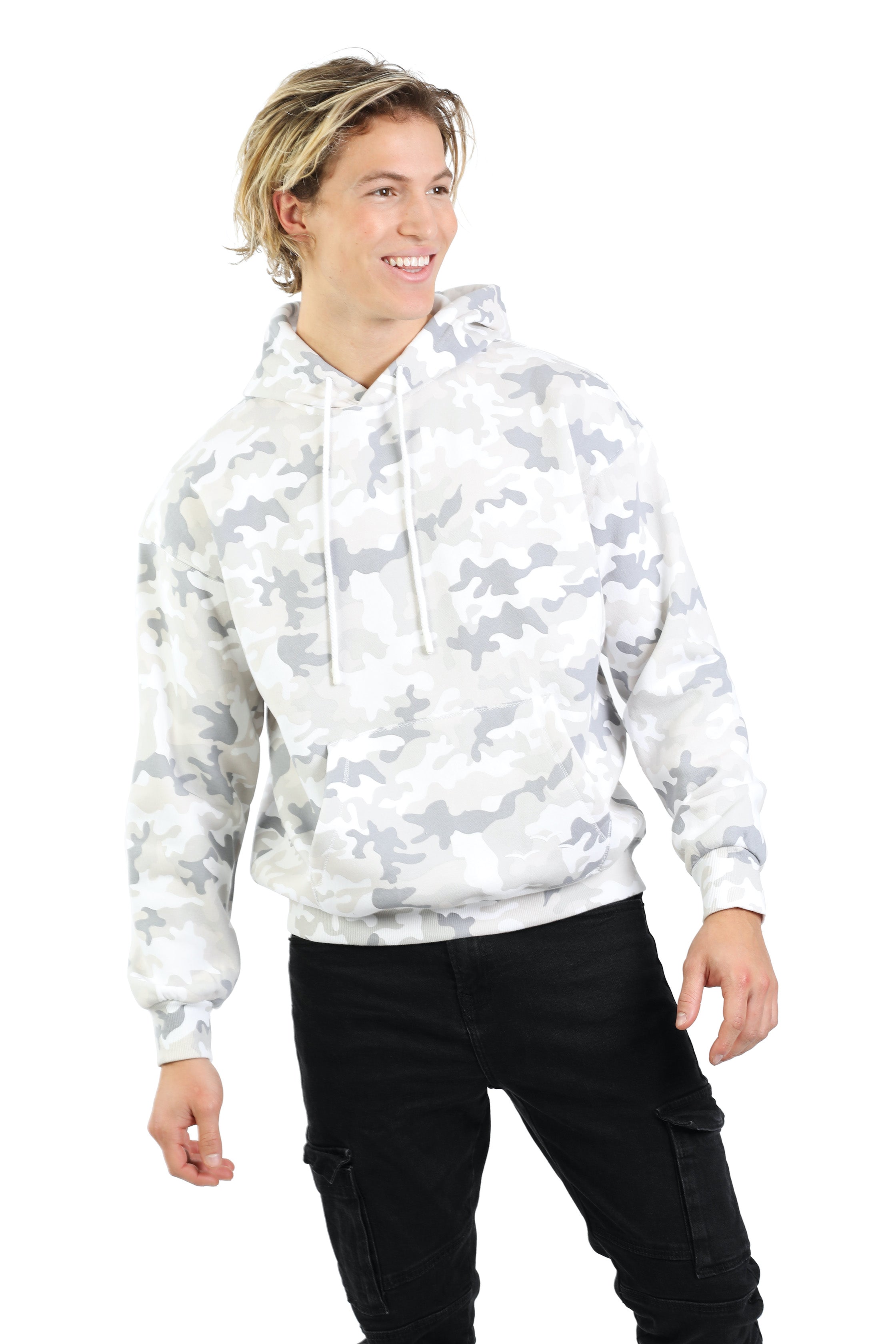 Real Camo Hoodie, off White Cream Fall Leaf Camouflage Pullover