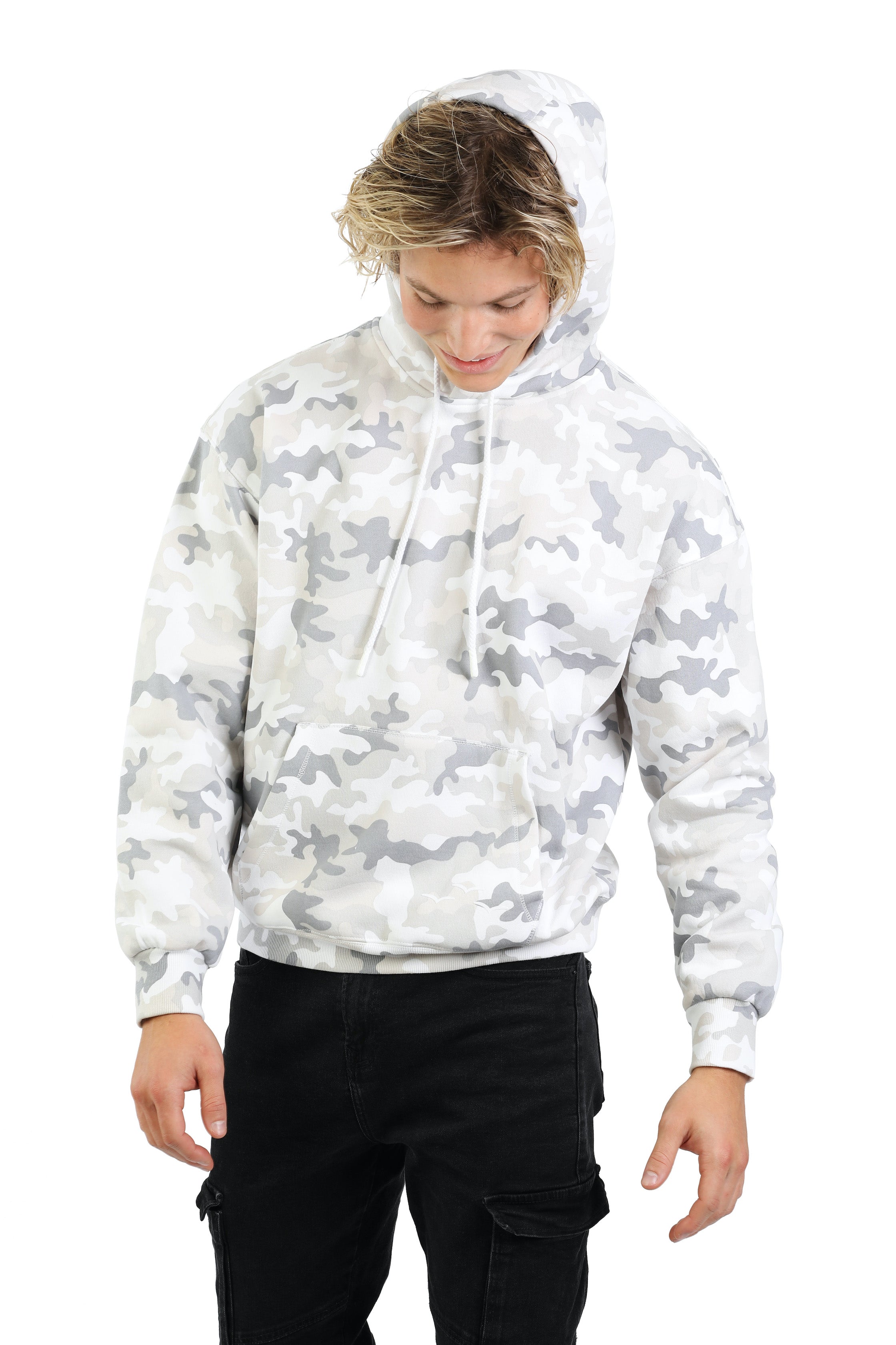 Men's hoodie in white camo from Lazypants - always a great buy at a reasonable price.