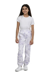 Niki kids fleece sweatpants in lavender floral print