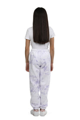Niki kids fleece sweatpants in lavender floral print