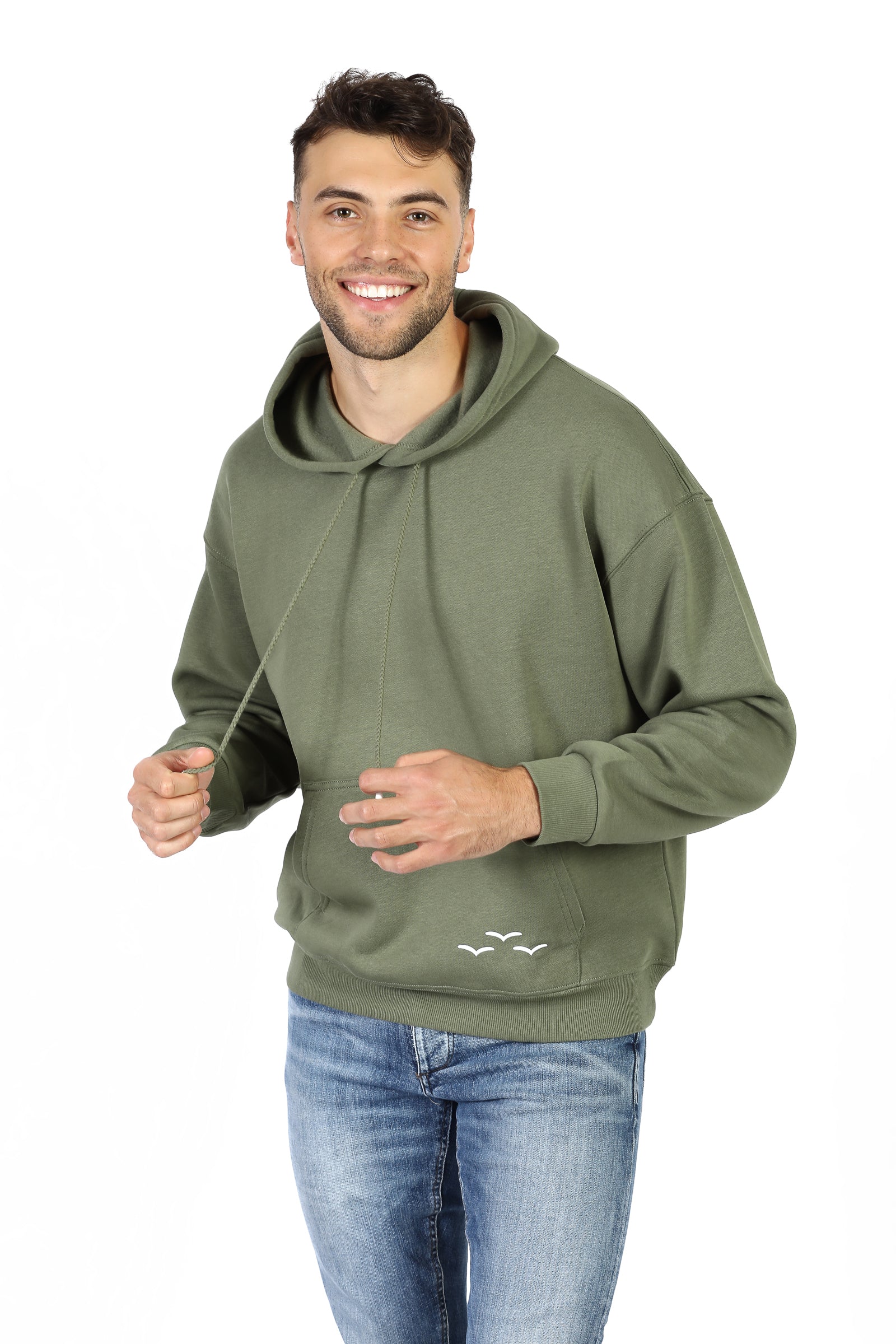 Men’s premium fleece relaxed hoodie in olive