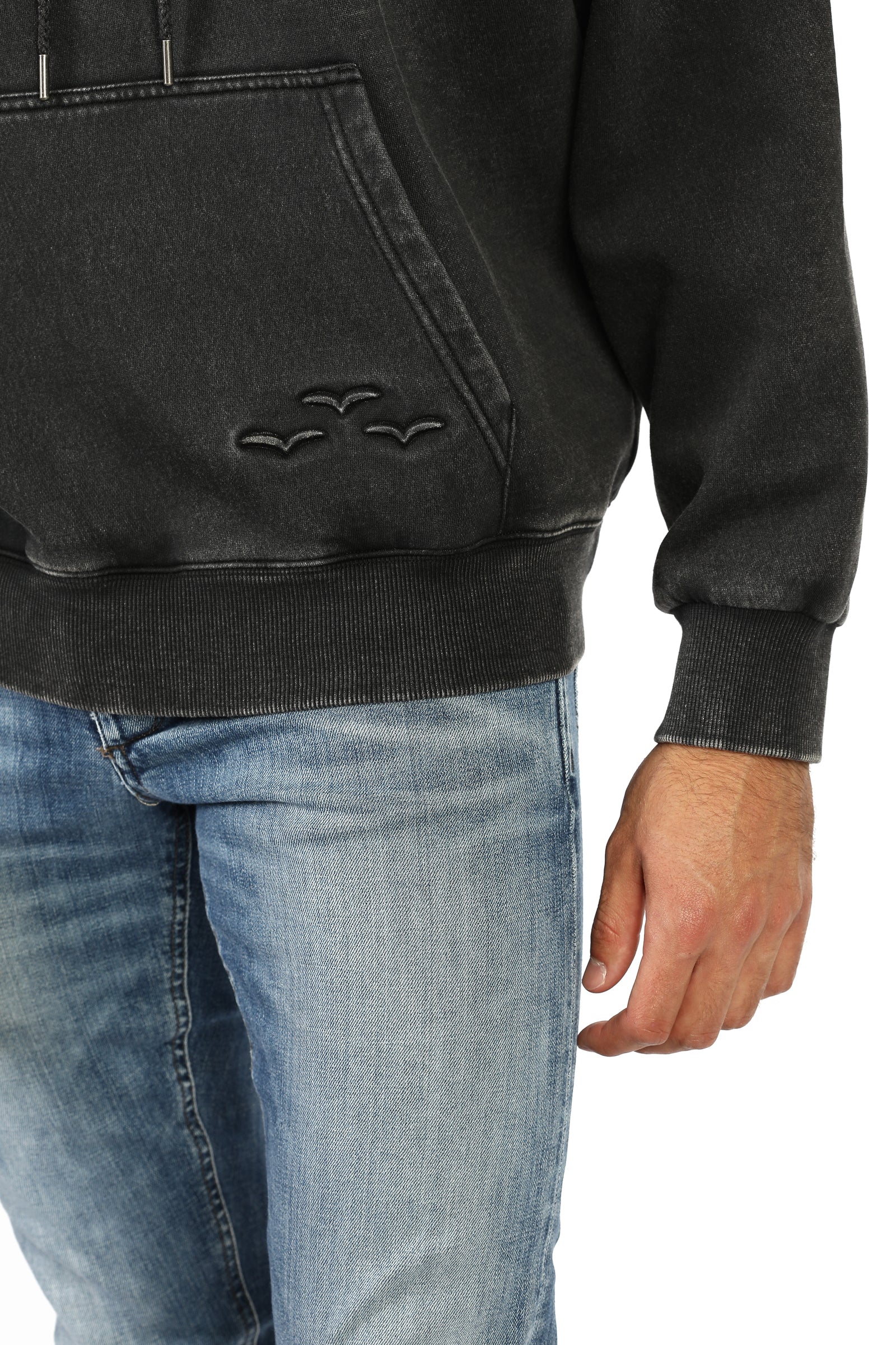 Sweat à capuche décontracté Premium Fleece pour homme en noir vintage