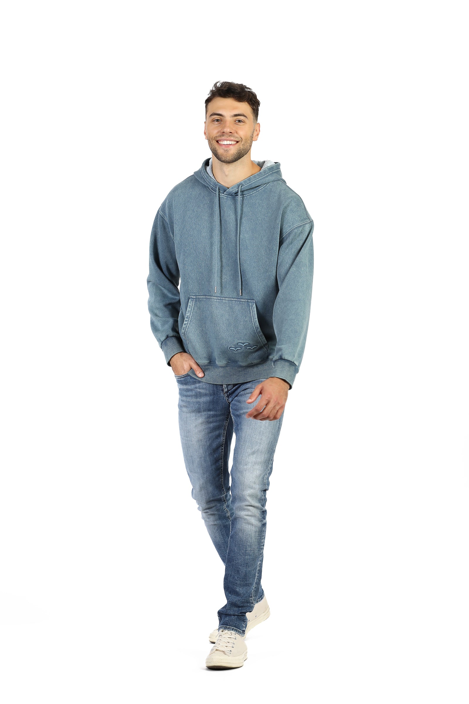 Men’s Premium Fleece relaxed hoodie in vintage blue
