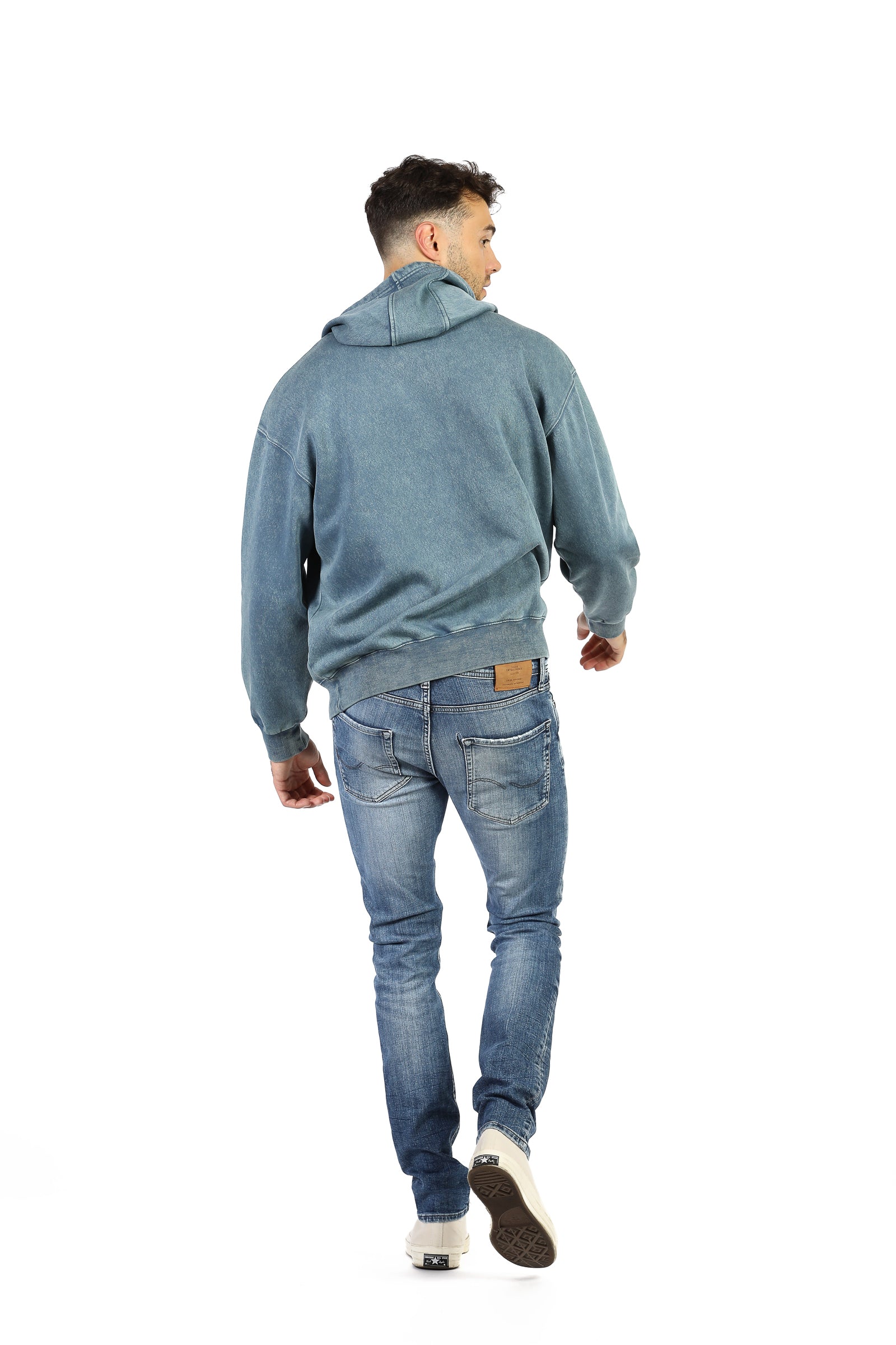Sweat à capuche décontracté Premium Fleece pour homme en bleu vintage