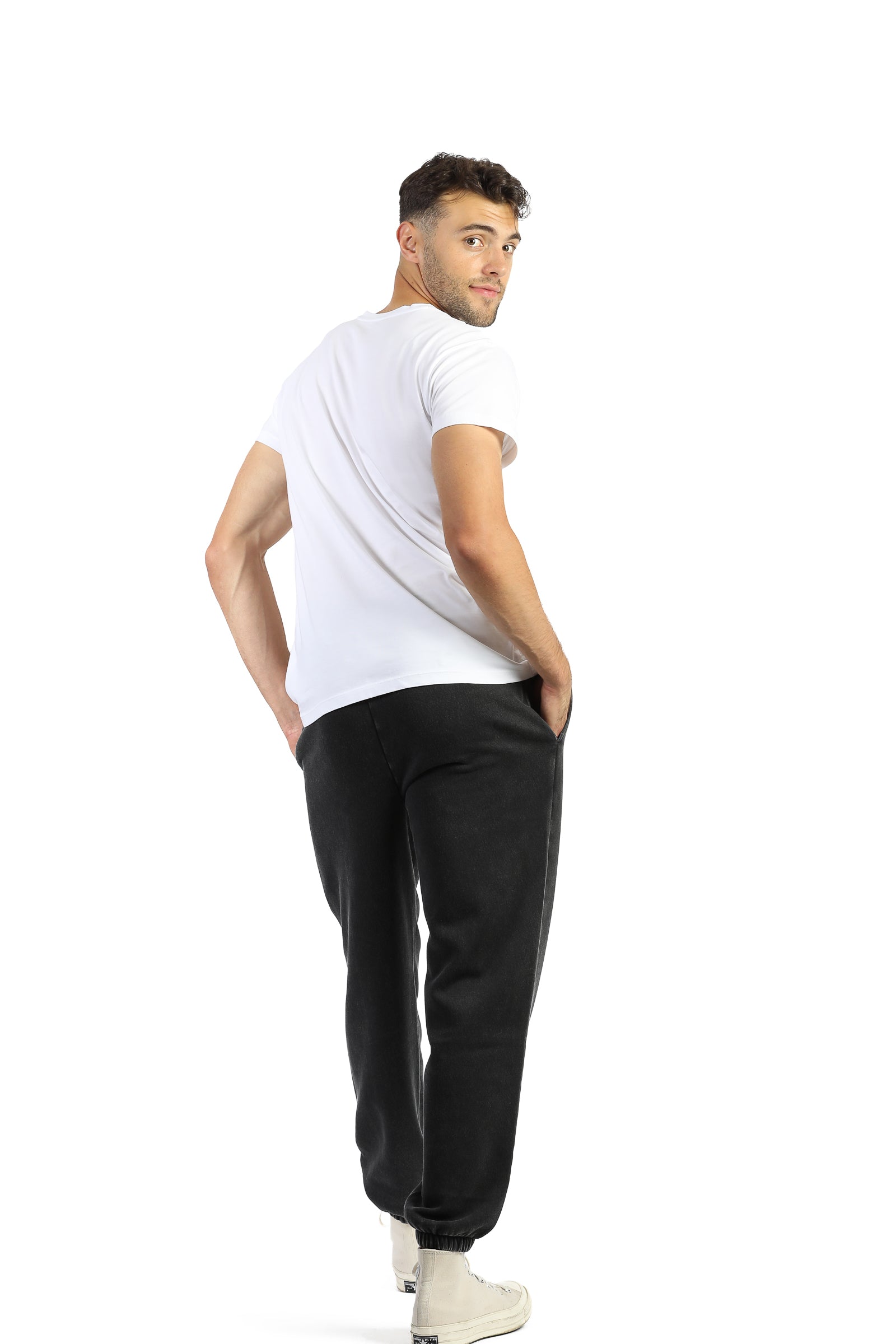 Pantalon de survêtement décontracté en polaire premium pour hommes en noir vintage