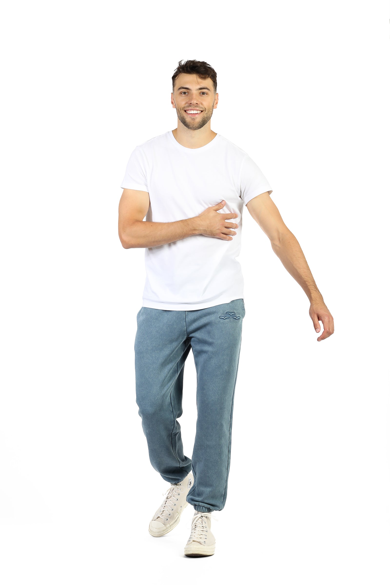 Pantalon de survêtement en molleton Premium pour hommes en bleu vintage