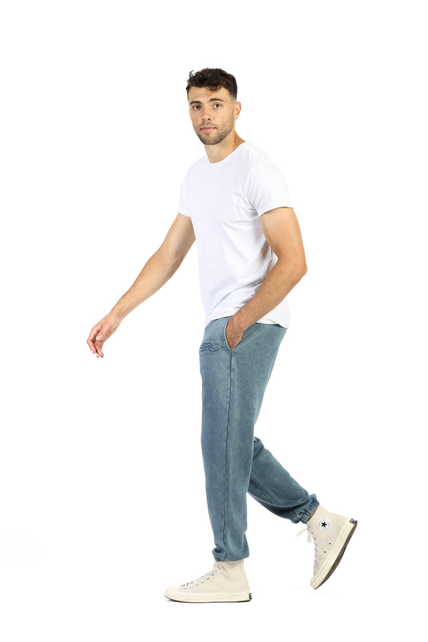 Pantalon de survêtement en molleton Premium pour hommes en bleu vintage