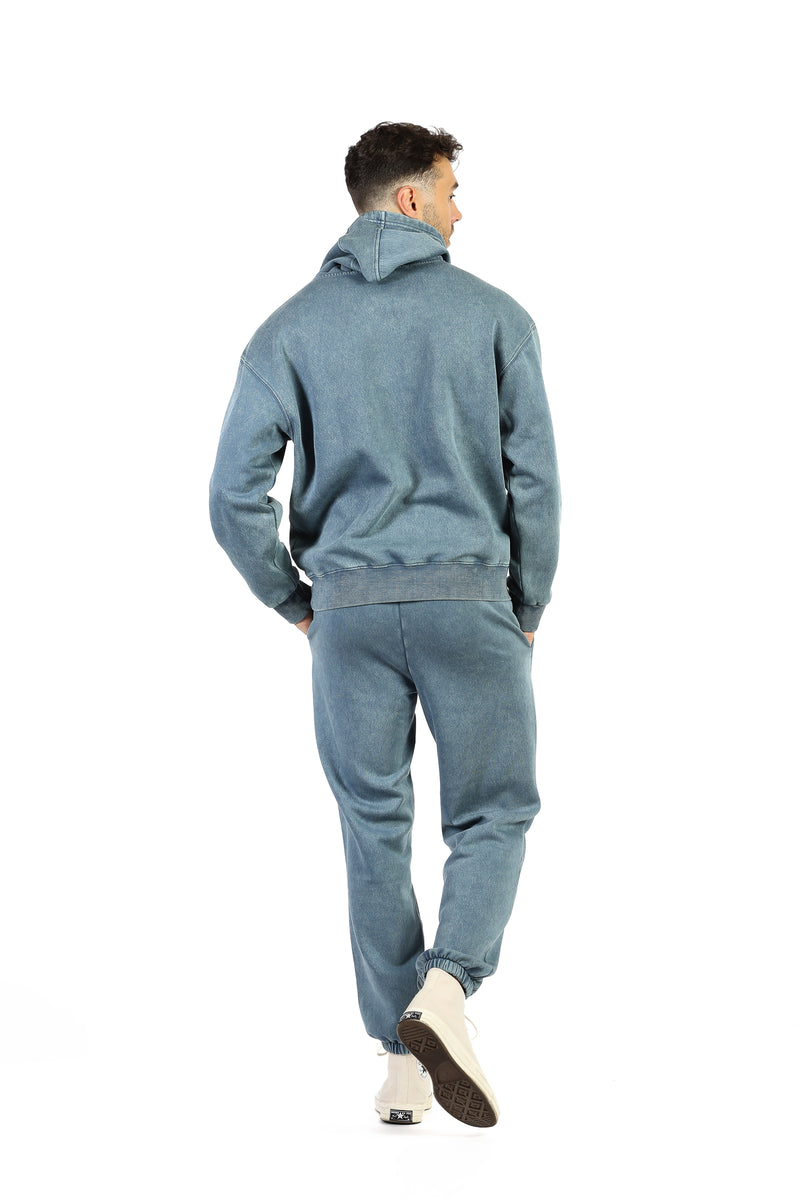 Men’s Premium Fleece relaxed sweatsuit set in vintage blue