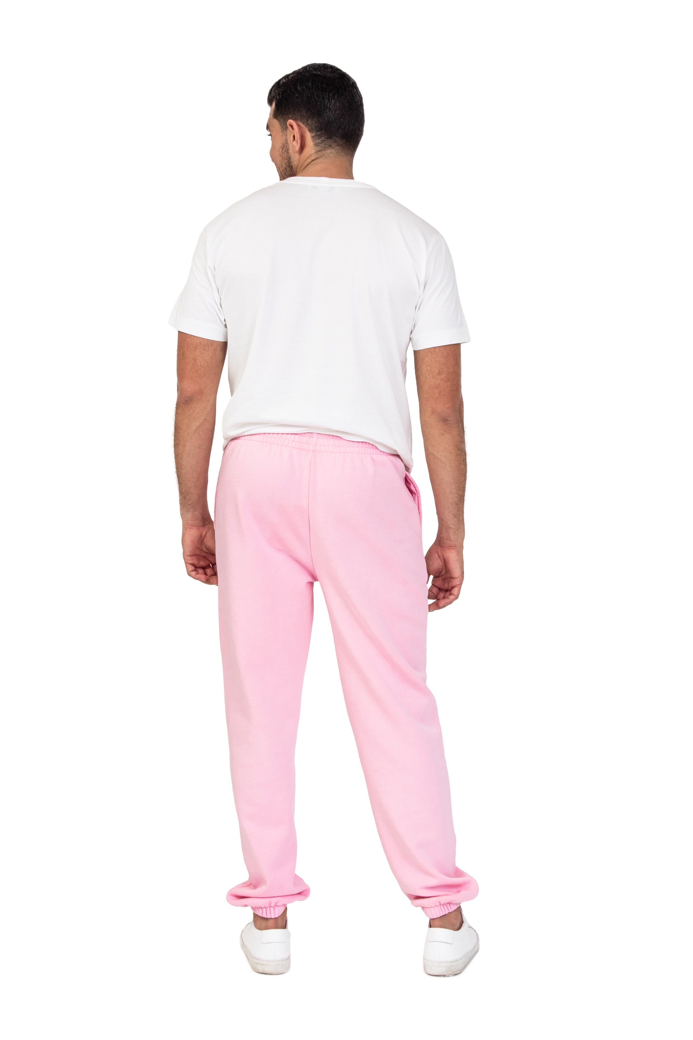 Men's premium fleece relaxed sweatpants in Vintage Bubble Gum Pink