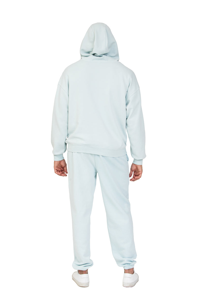 Men’s Premium Fleece Relaxed Sweatsuit Set in Vintage Ice Blue