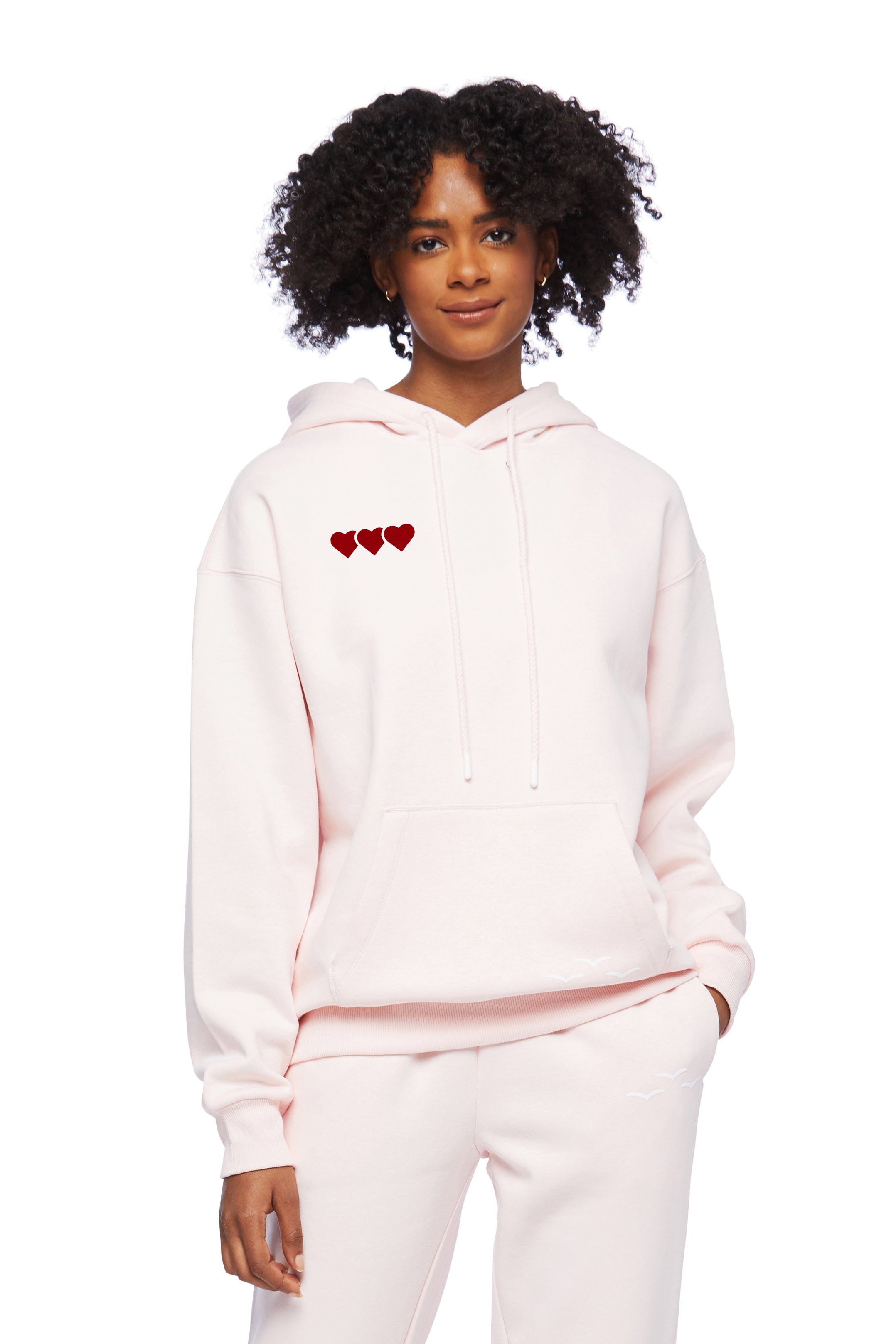 Chlo heart hoodie in petal pink