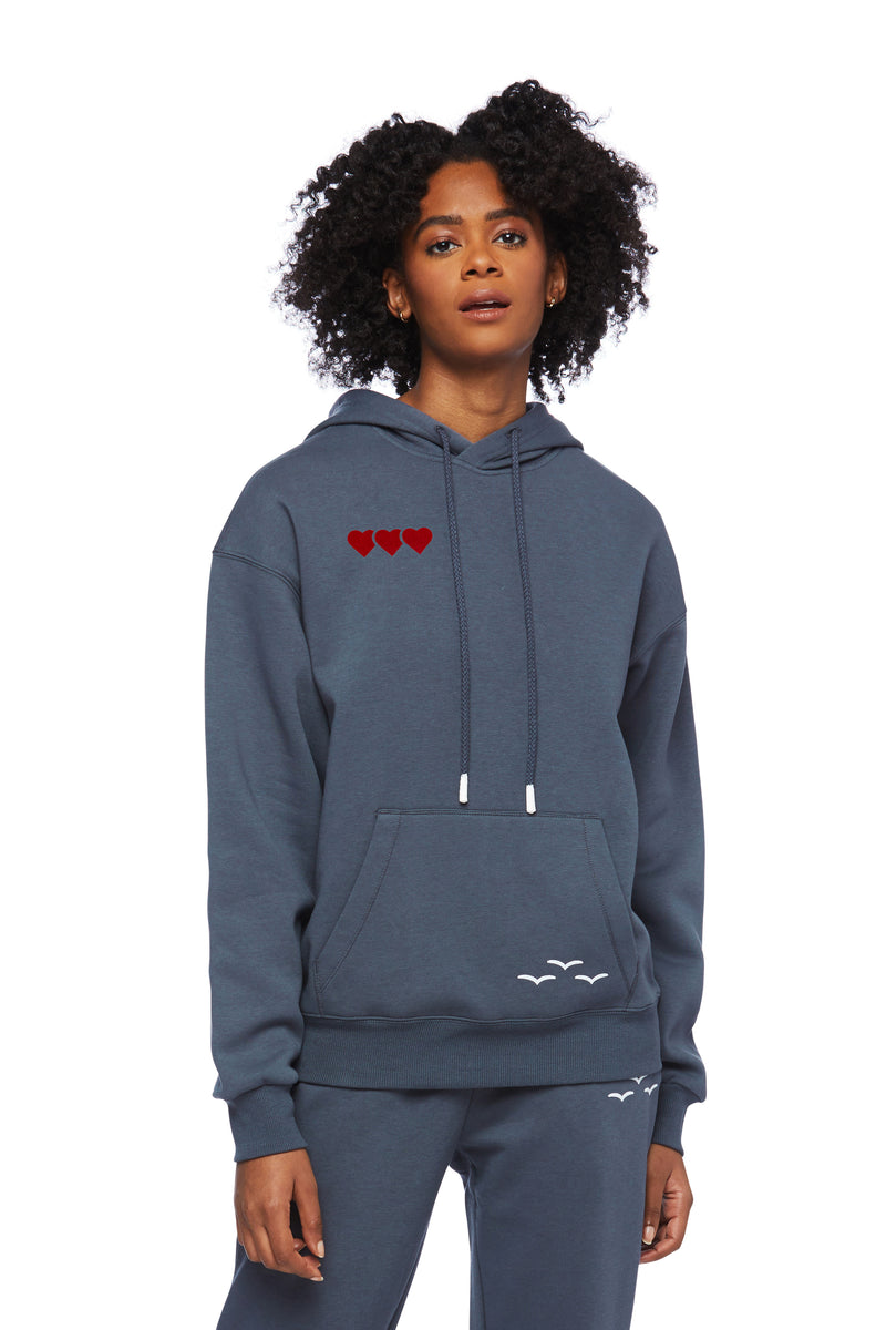 Chlo heart hoodie in Navy Wash