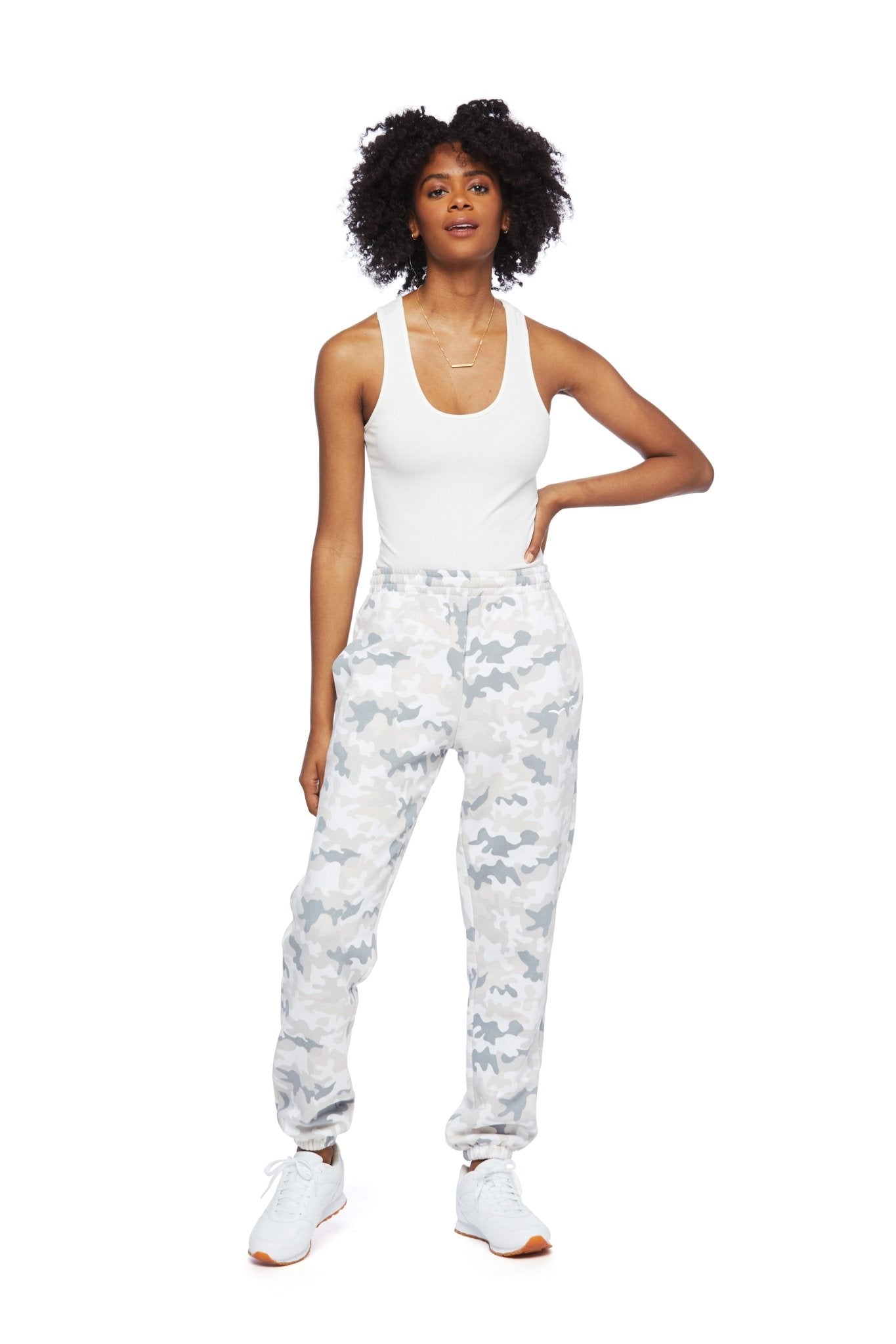 Fleece relaxed sweatpants in White Camo - Lazypants