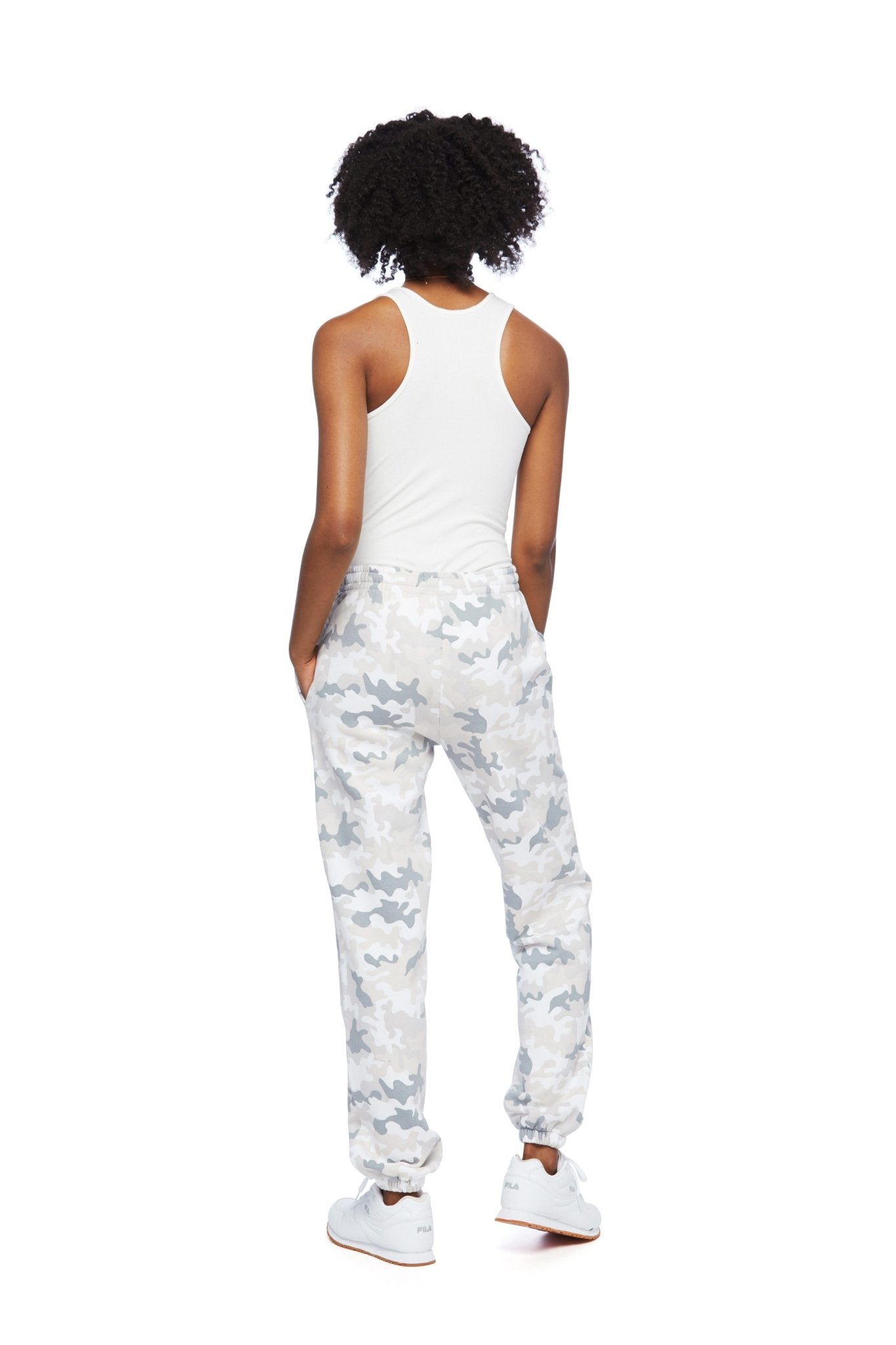 Fleece relaxed sweatpants in White Camo - Lazypants
