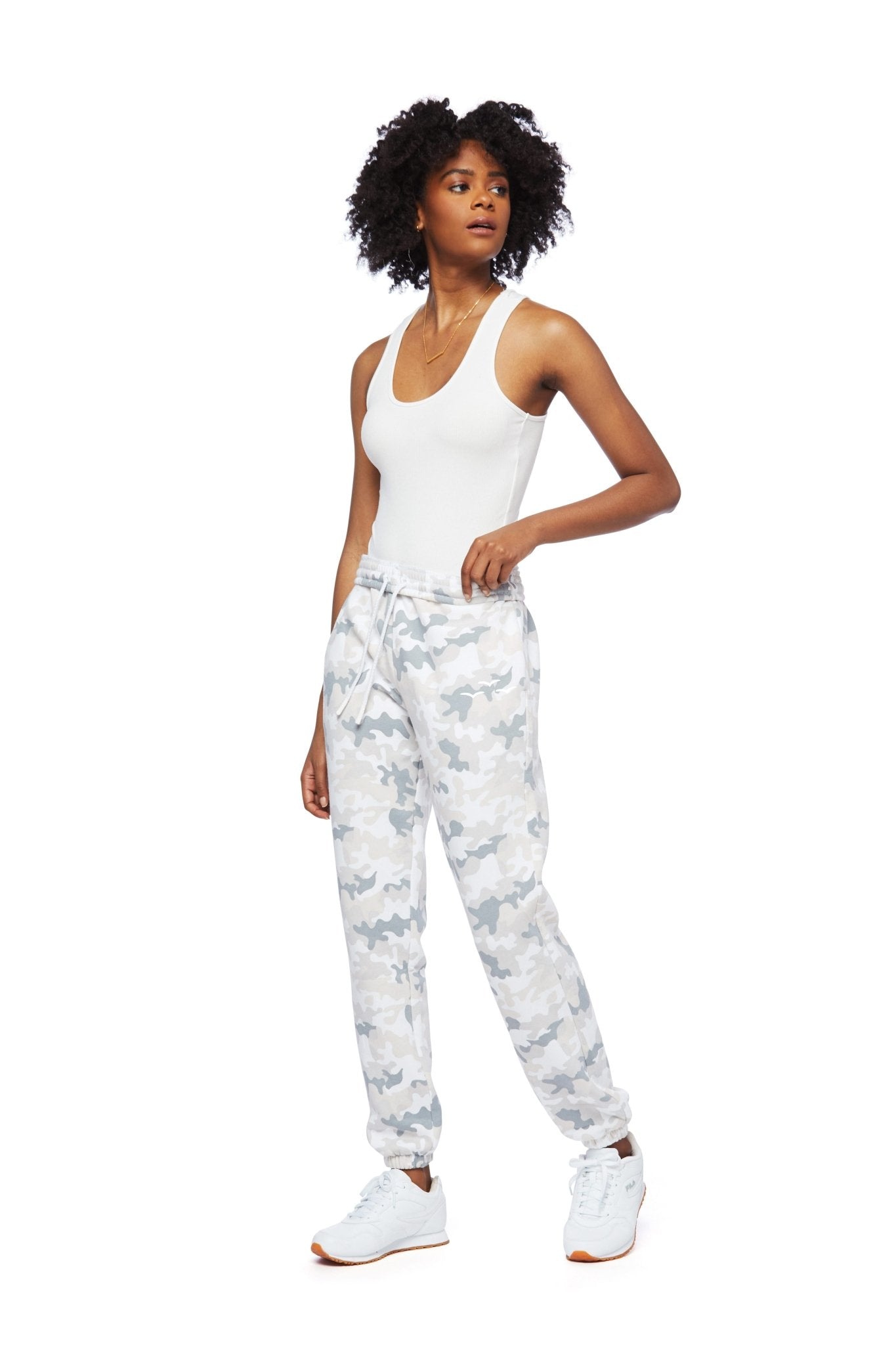 Fleece relaxed sweatpants in White Camo - Lazypants