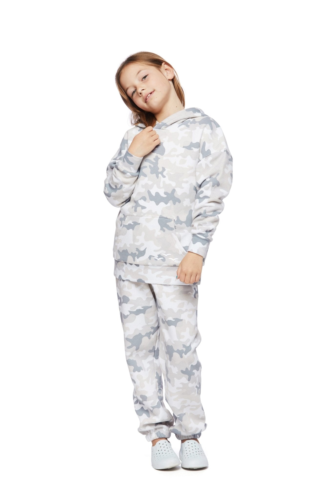 Kids Fleece Regular Fit Set in white camo - Lazypants