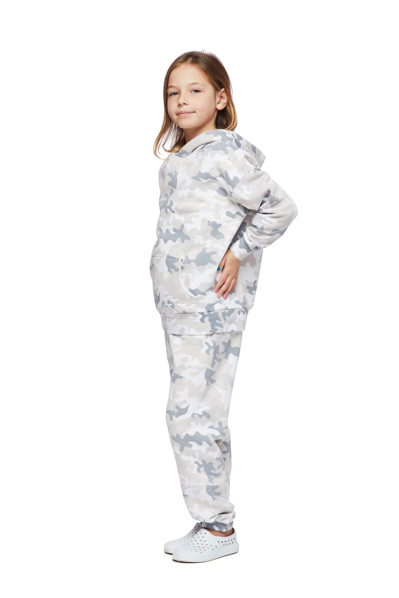 Kids Fleece Regular Fit Set in white camo - Lazypants