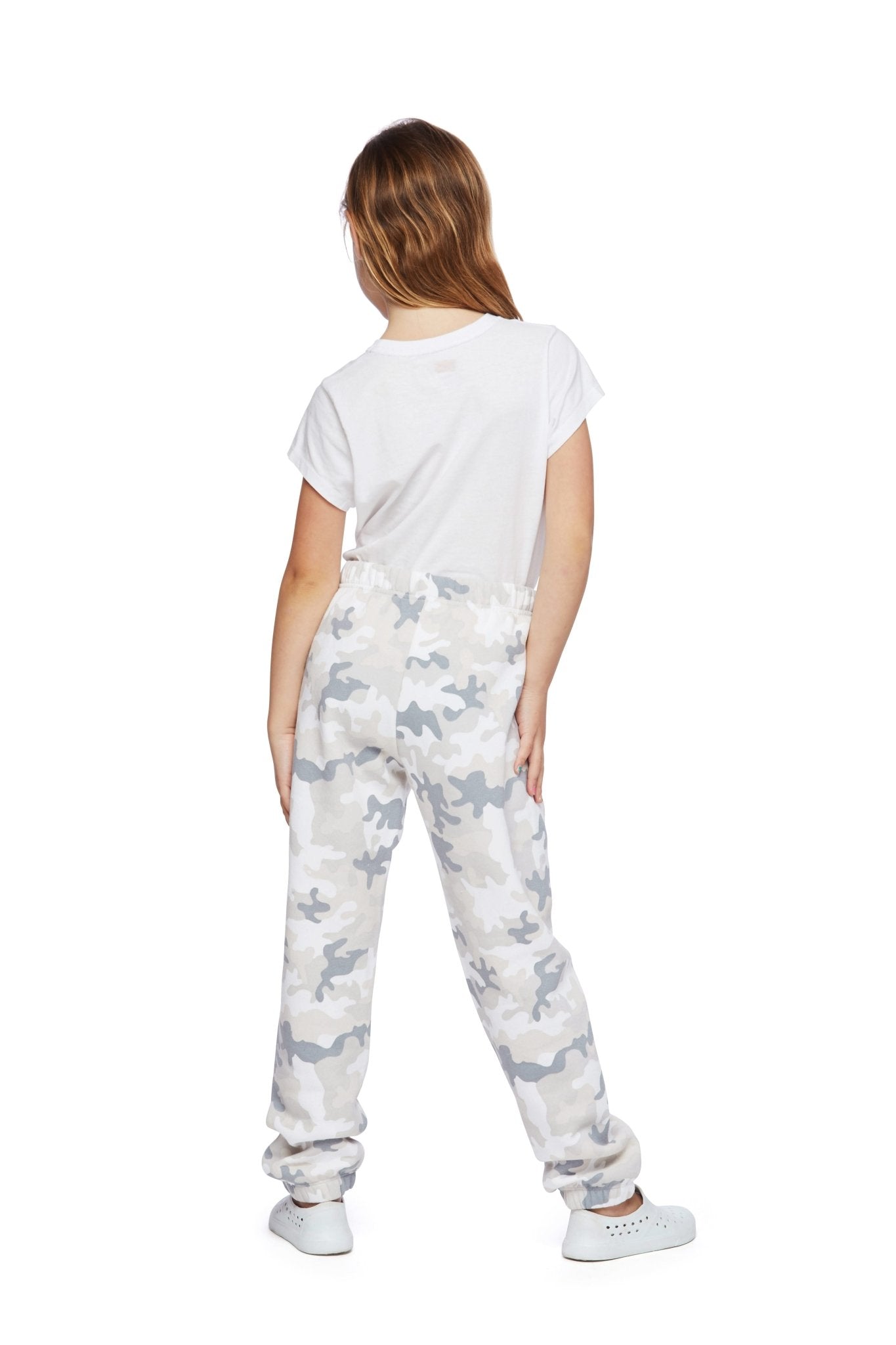 Kids Fleece Regular Fit Sweatpants in white camo - Lazypants